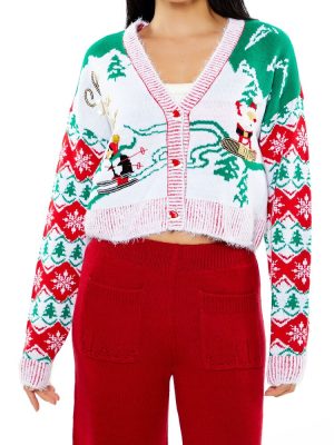 Snowboarding Santa Cardigan Sweater