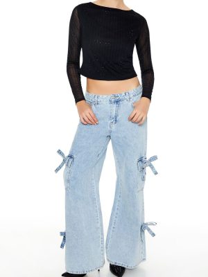 Rhinestone Plunge-Back Crop Top