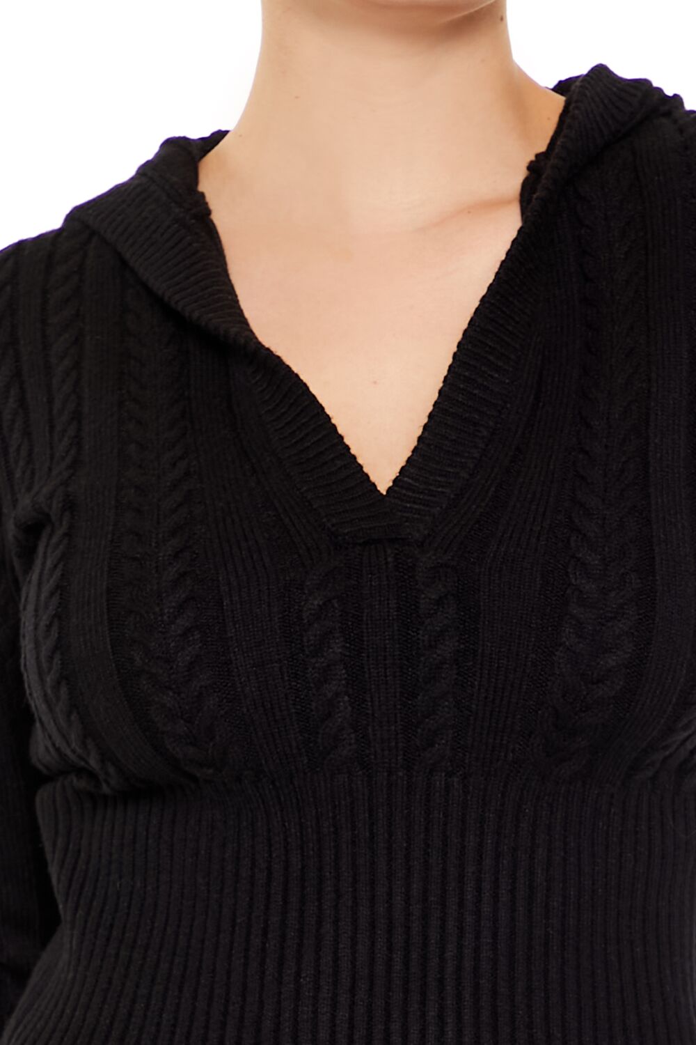 Hooded Cable Knit Sweater - Image 3