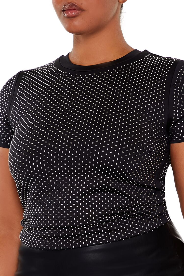 Plus Size Contour Sculpt Rhinestone Tee - Image 3