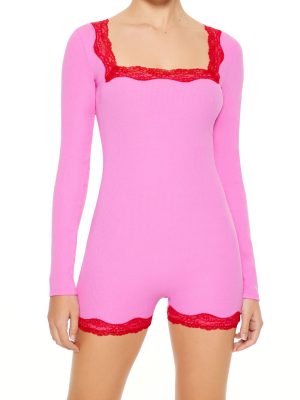 Fitted Lace-Trim Romper