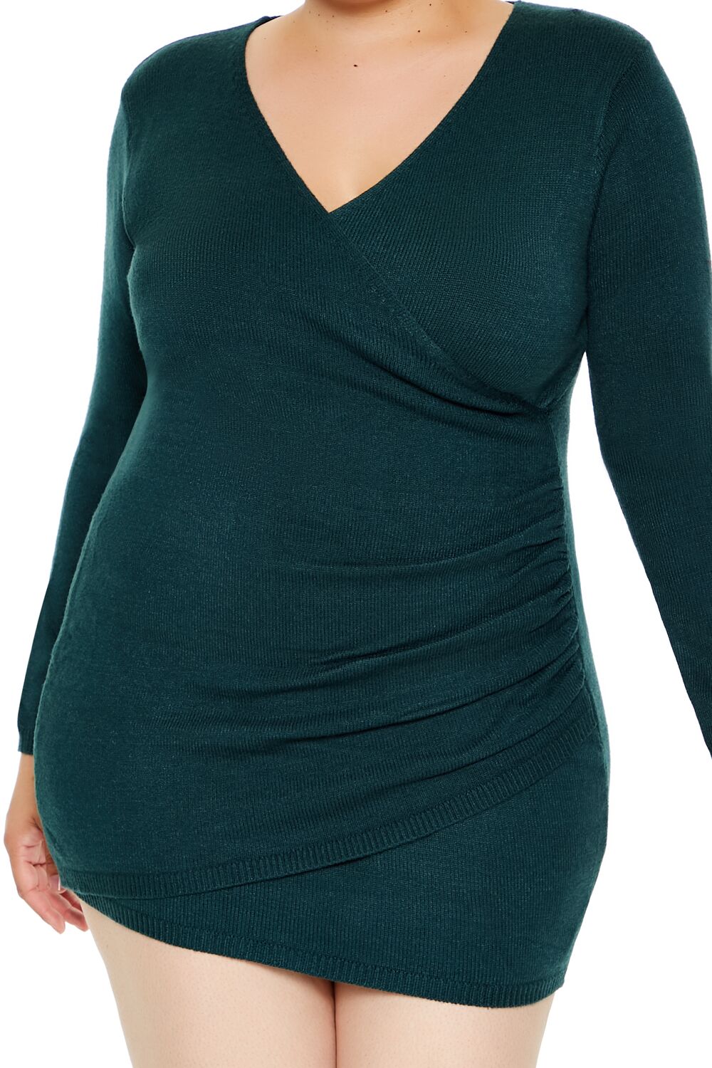 Plus Size Surplice Mini Sweater Dress - Image 10