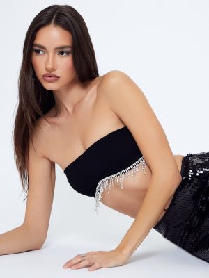 Seamless Rhinestone Fringe Bralette