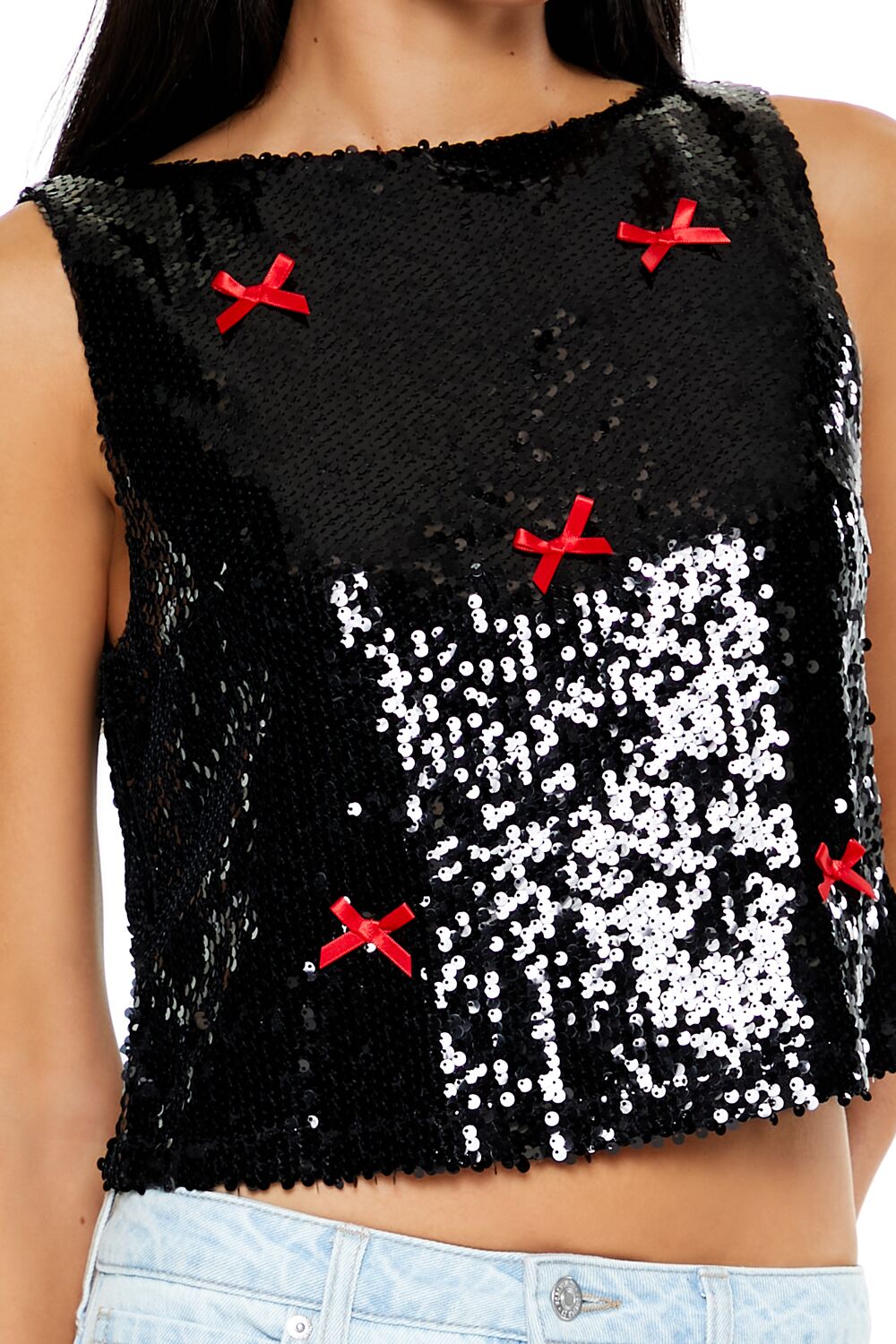 Sequin Bow Boxy Crop Top - Image 8