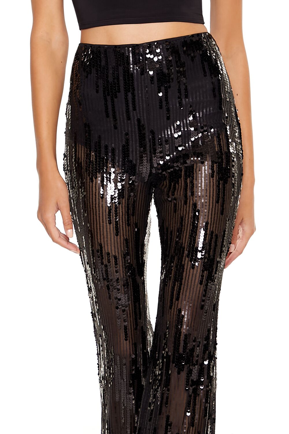 Sequin High-Rise Flare Pants - Image 5