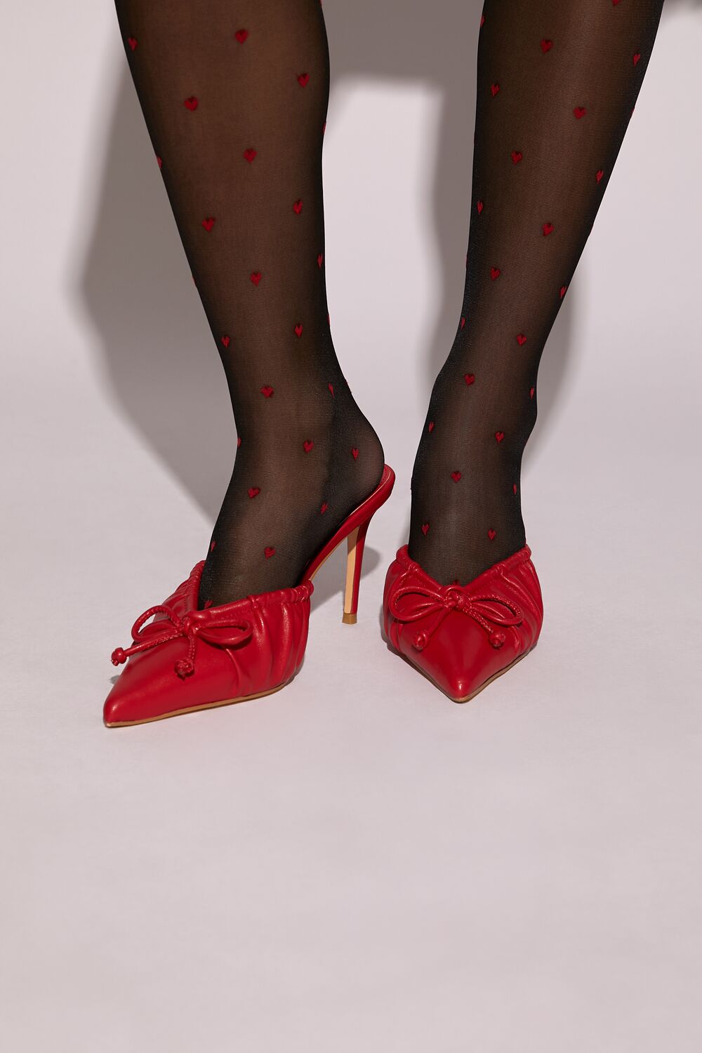 Ruched Bow Pointed-Toe Heels