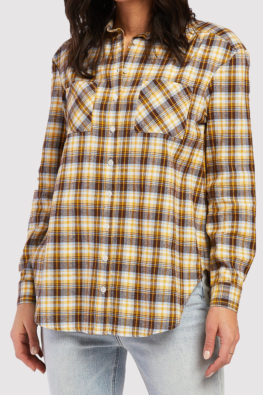 Long Sleeve Button Down Shirt. Chest Patch Pockets Shirred Shoulder Detail - Image 4