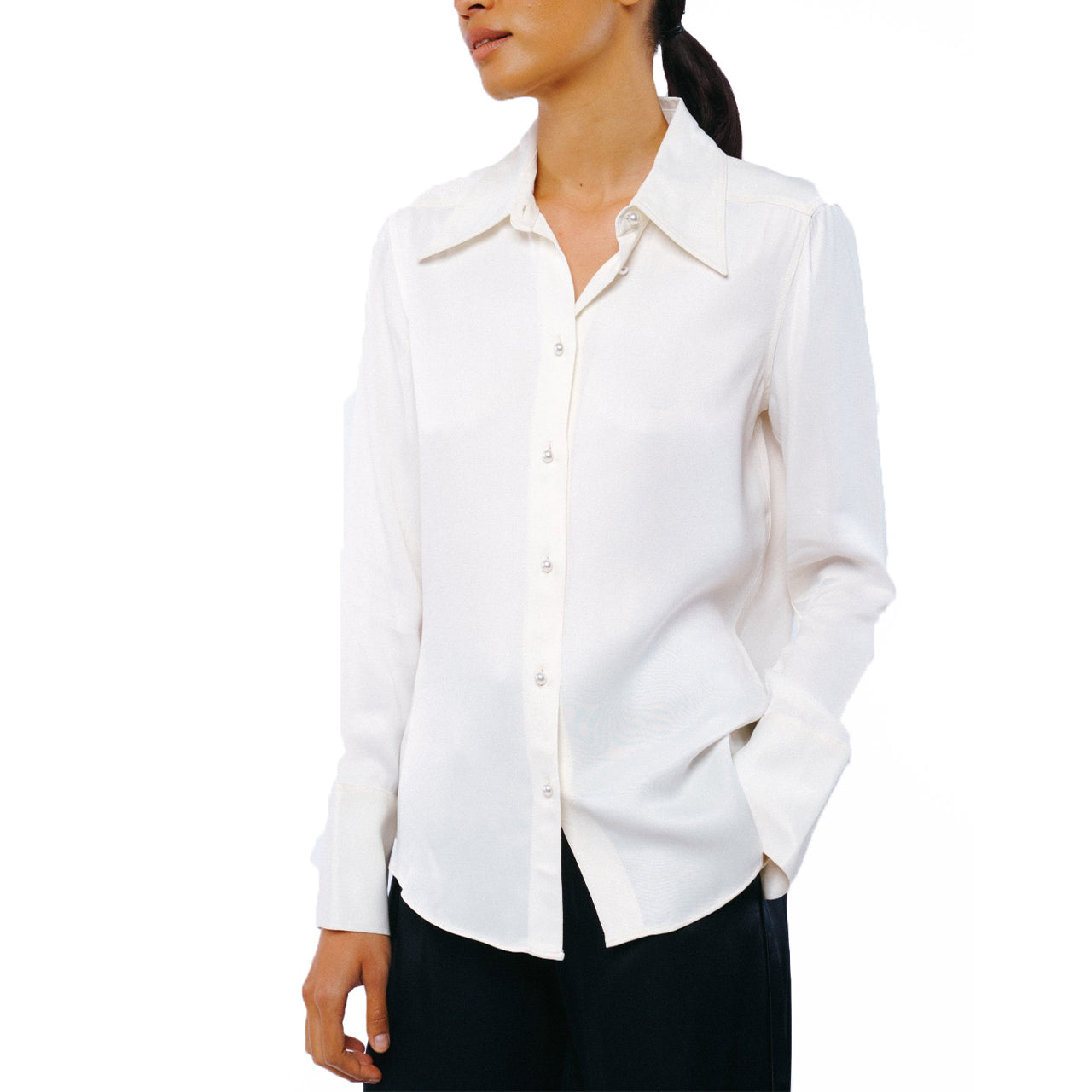 Jacque Collared Button Down Satin Top - Image 4