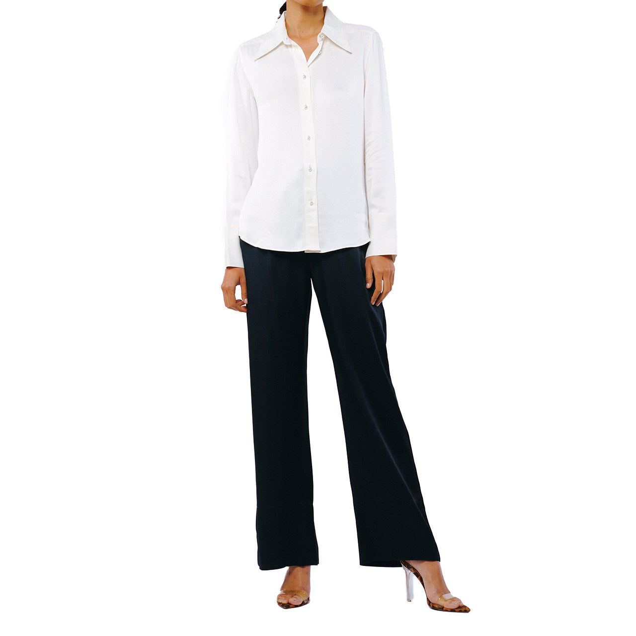 Jacque Collared Button Down Satin Top - Image 3