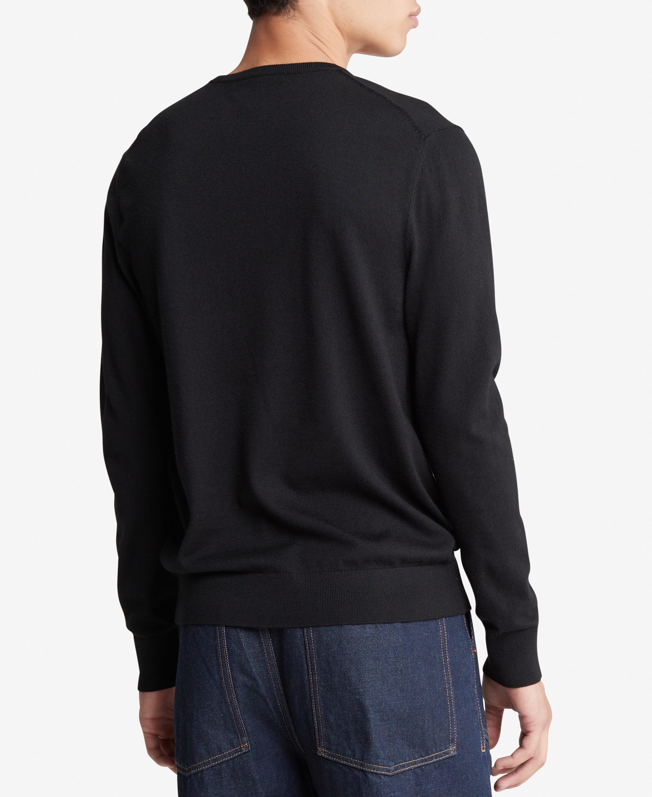 Long Sleeve Solid Extrafine Merino Crew 14Gg Black - Image 2