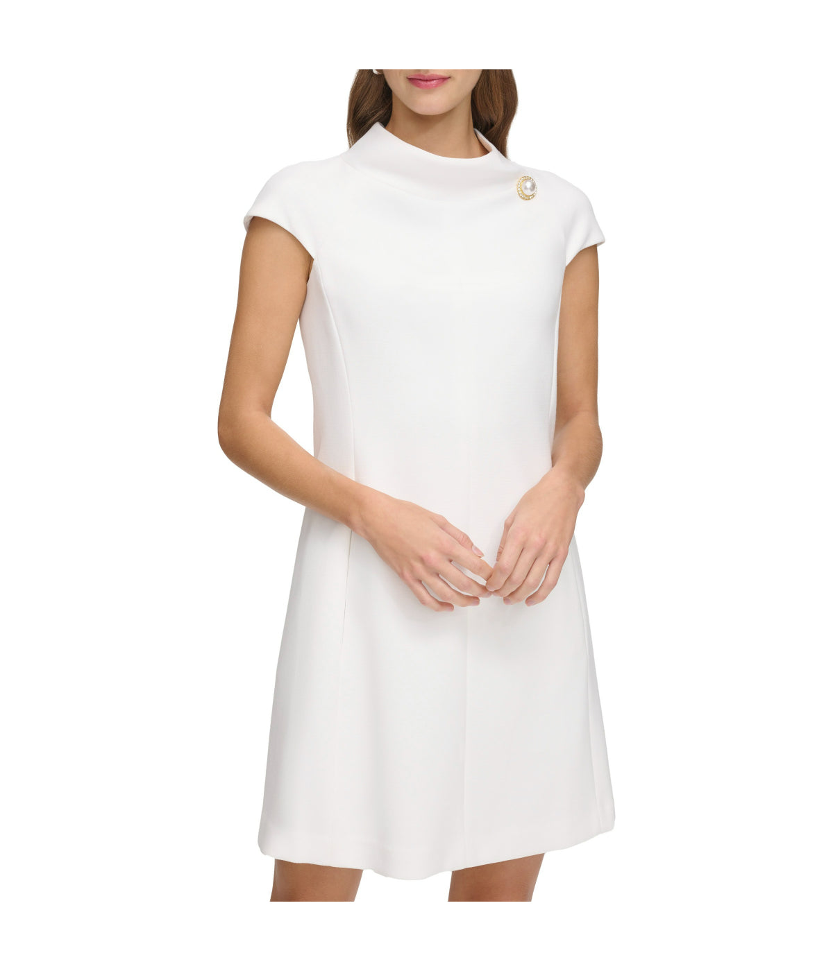 Cap Sleeve Roll Neck Shift Ivory - Image 5