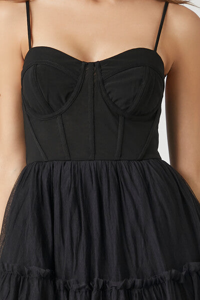 Tulle Ruffled Bustier Midi Dress - Image 10